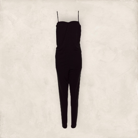 NWT Halston Heritage Black Adjustable Strap Polyester Jumpsuit Size Small - Picture 1 of 15